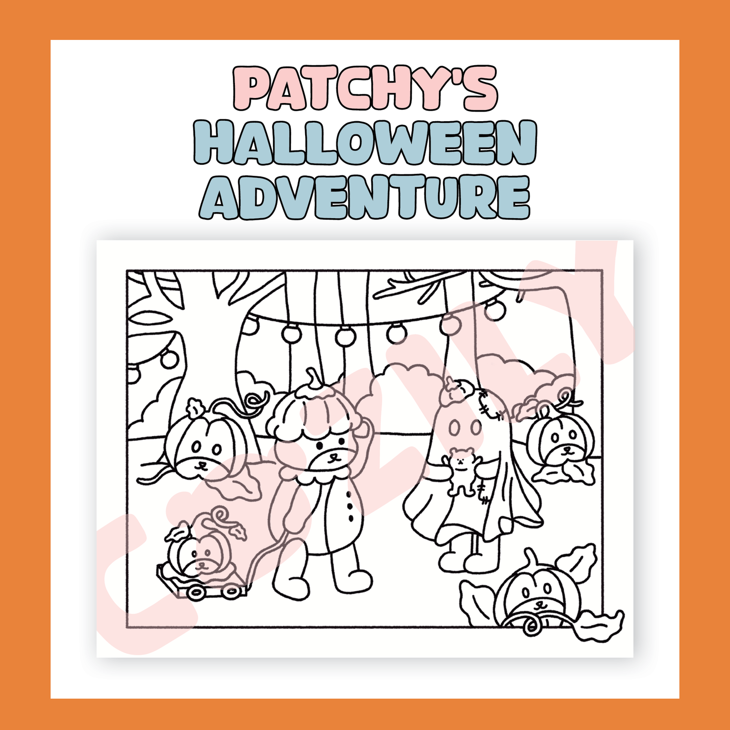 Patchy’s Halloween Adventure - Digital Coloring Page